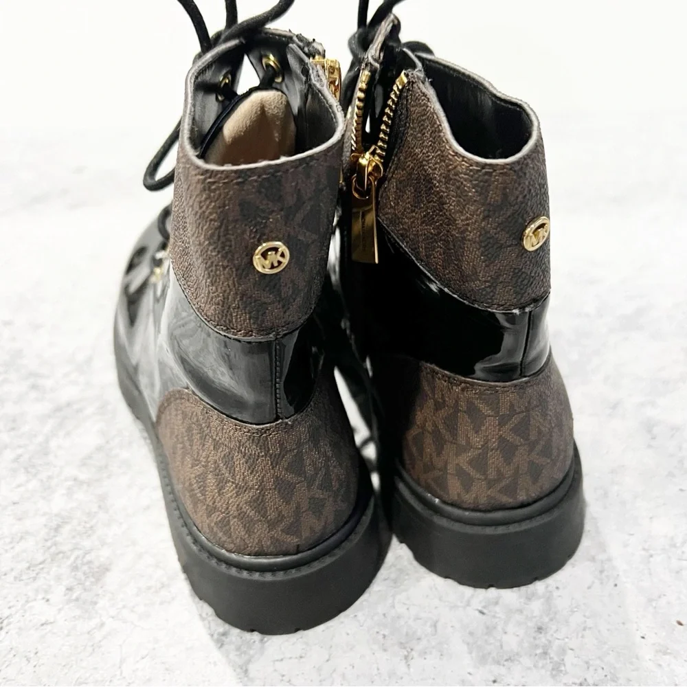 NEW‎ Michael Kors Alistair Lace-Up Boot Black Shiny Size 9